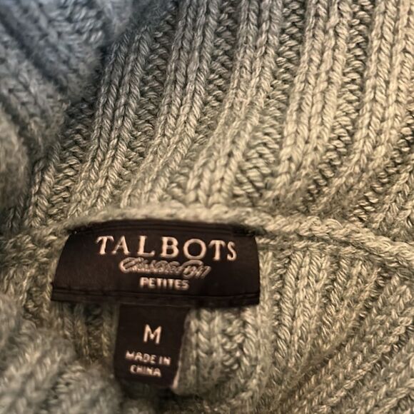 Talbots sage green long sleeve sequined turtleneck sweater Size MP - Picture 8 of 9